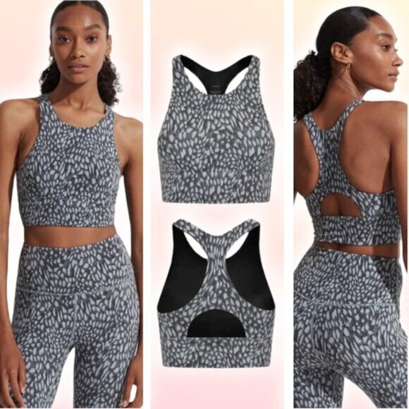 NWT VARLEY Let's Move Harris Sports Bra Sz XS Petrol Motion Speckle - Picture 1 of 6
